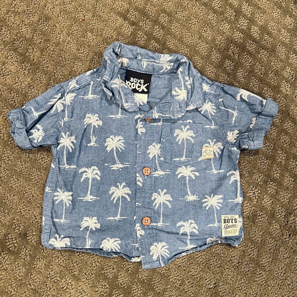Boys Rock palm tree button down shirt - Picture 7 of 7